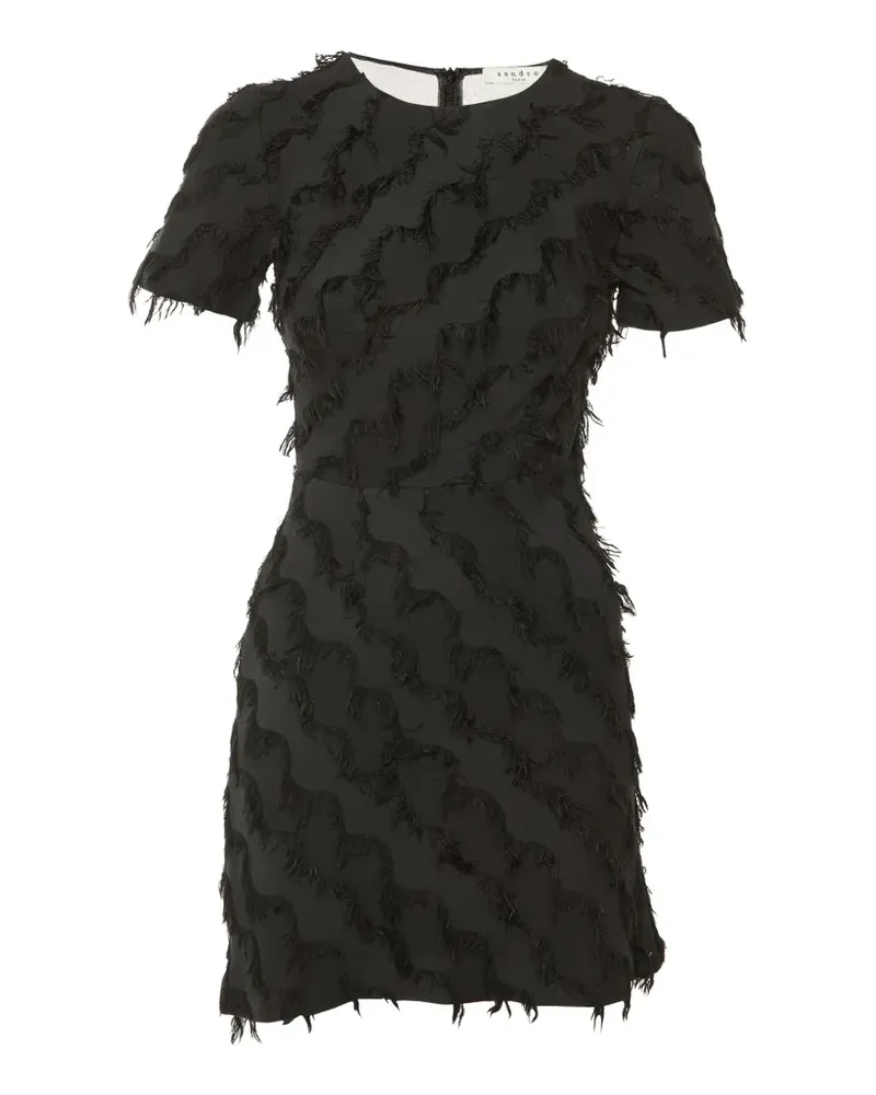 Sandro fringed fitted midi dress - Schwarz Schwarz