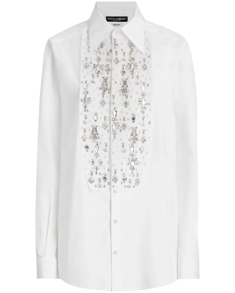 Dolce & Gabbana Hemd mit Strass - Weiß Weiß
