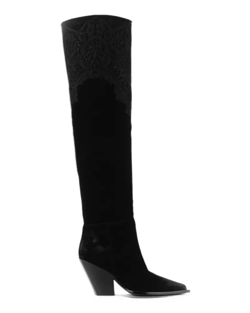 Elena Iachi lace-panelled Western boots - Schwarz Schwarz