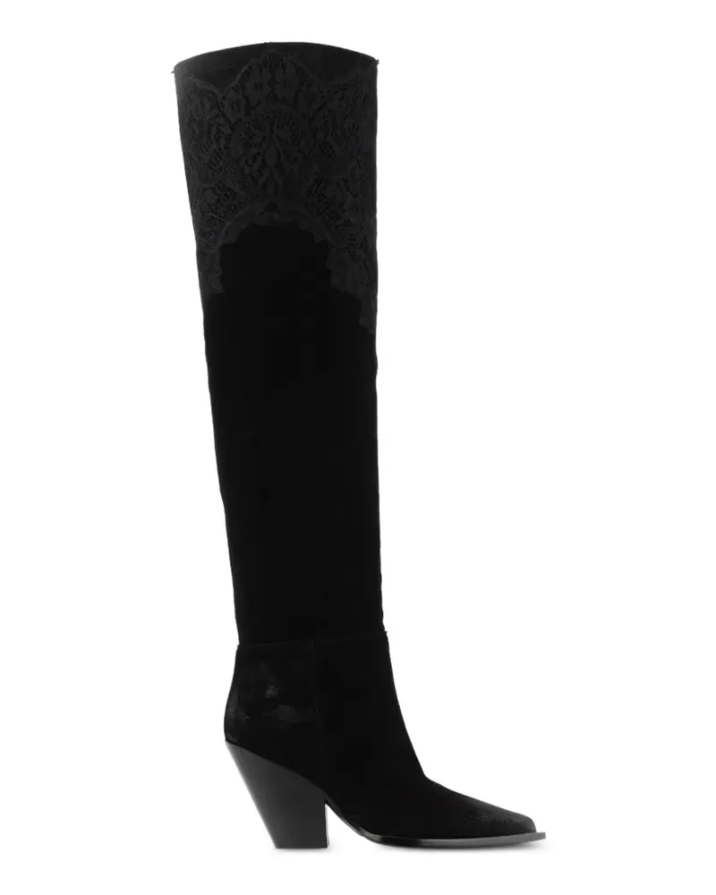 Elena Iachi Western-Stiefel mit Spitzeneinsätzen - Schwarz Schwarz