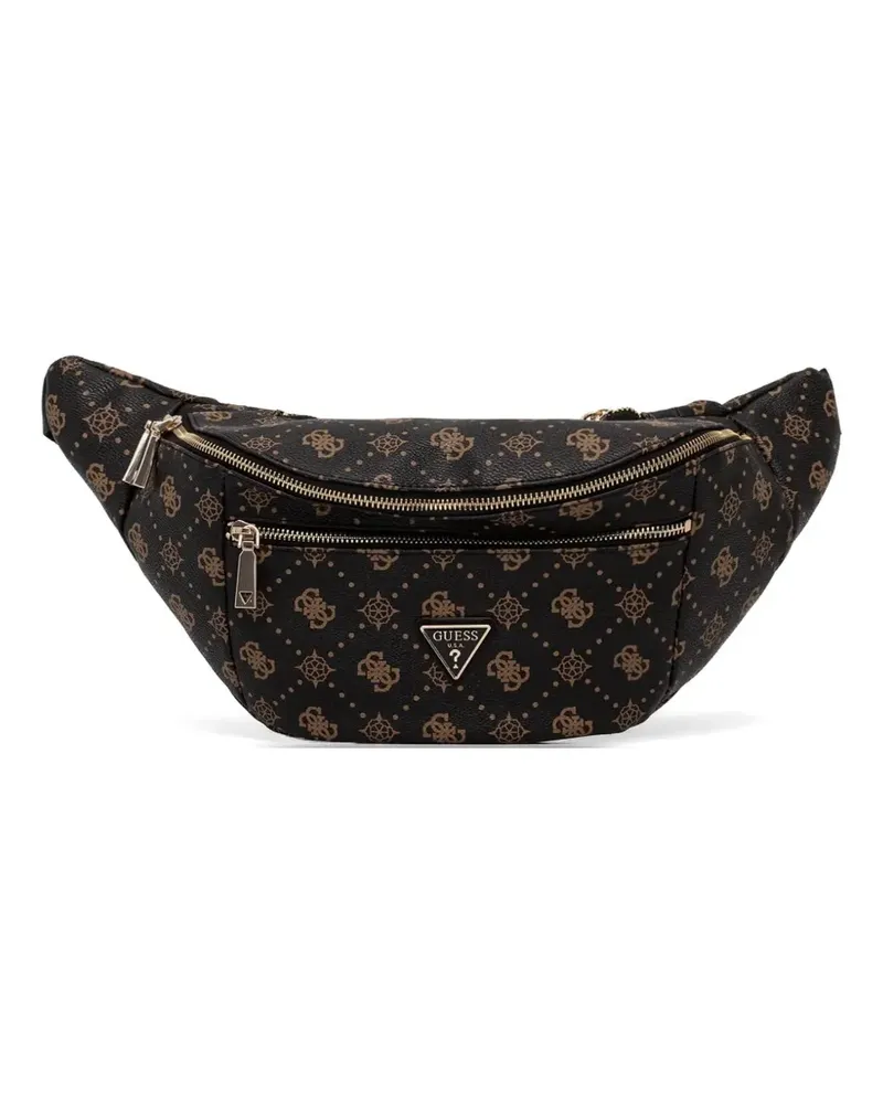 Guess monogram-print logo-plaque belt bag - Schwarz Schwarz