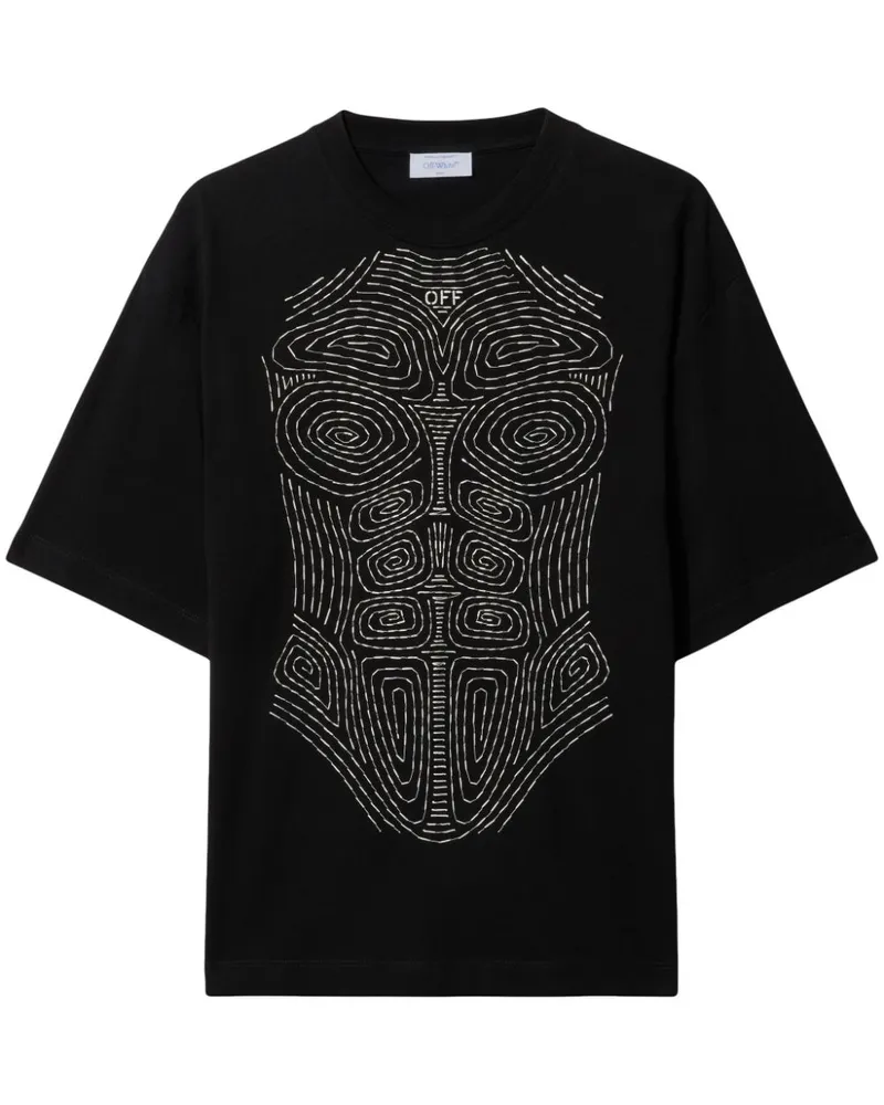 OFF-WHITE T-Shirt mit Körperstickerei - Schwarz Schwarz