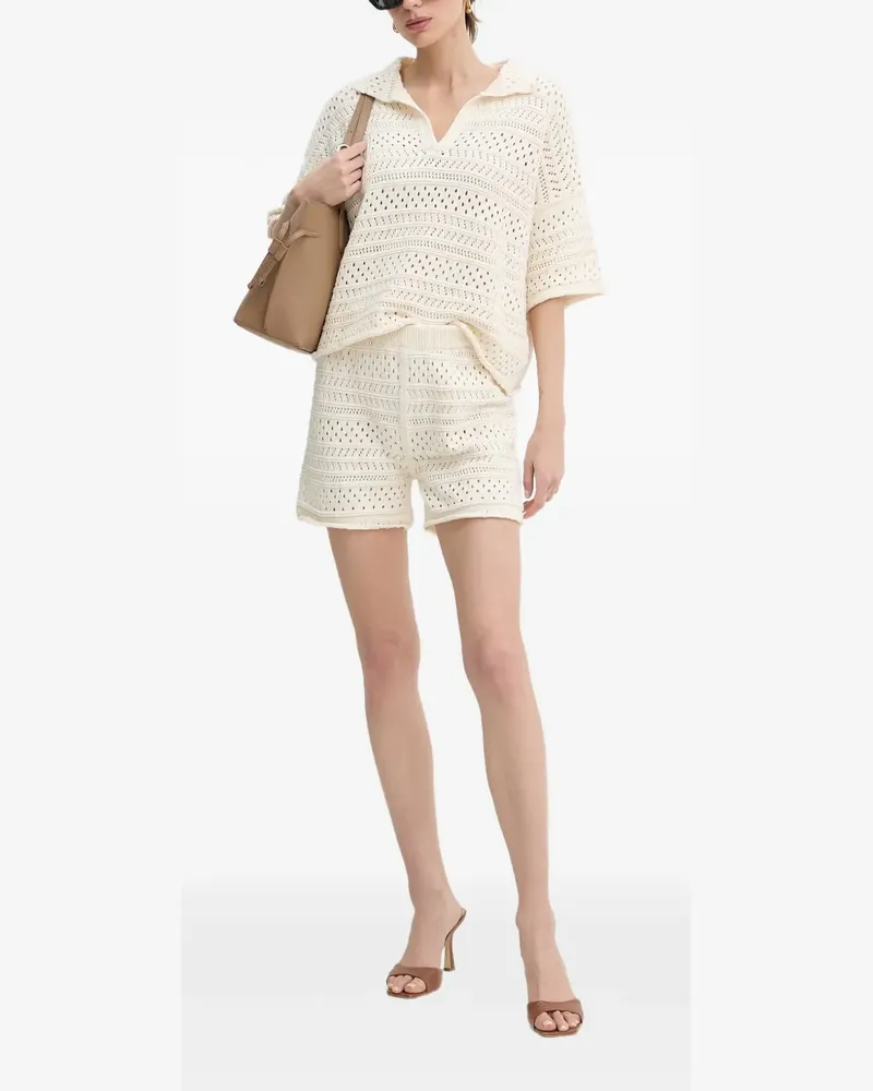 HAVEONE crochet-knit T-shirt and shorts set - Nude Nude