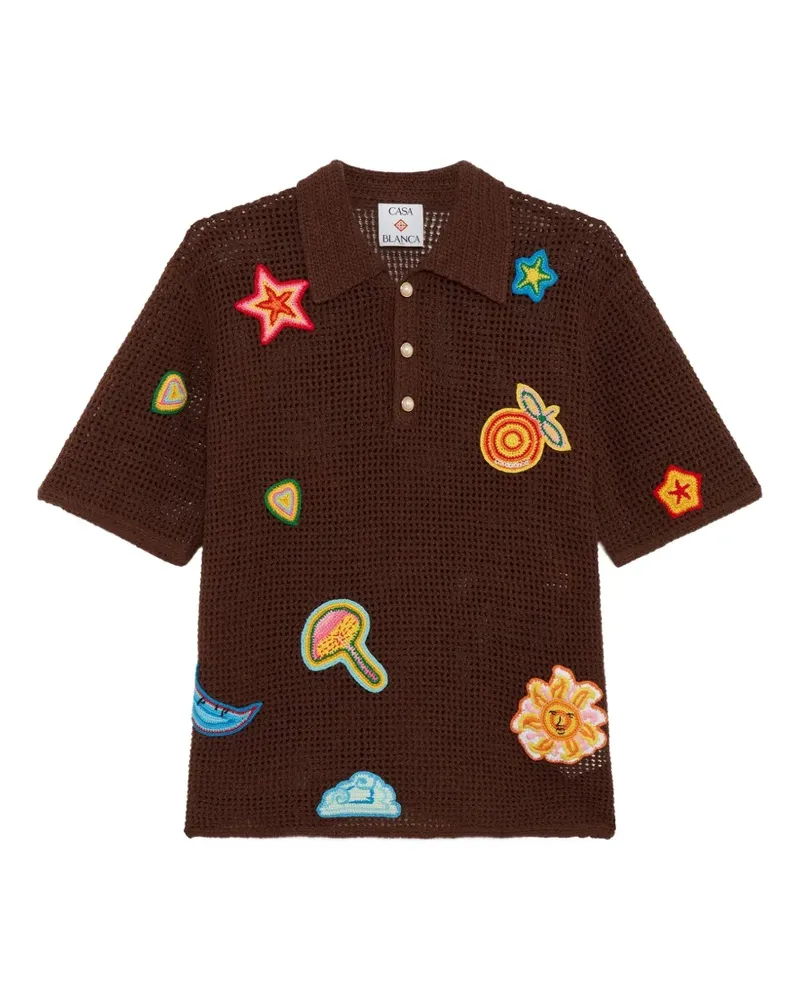 Casablanca Paris Poloshirt aus Häkelstrick - Braun Braun