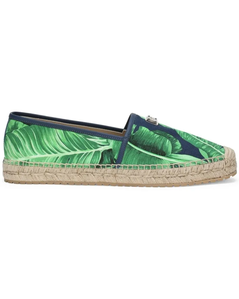 Dolce & Gabbana Espadrilles aus Canvas mit Blatt-Print - Blau Blau
