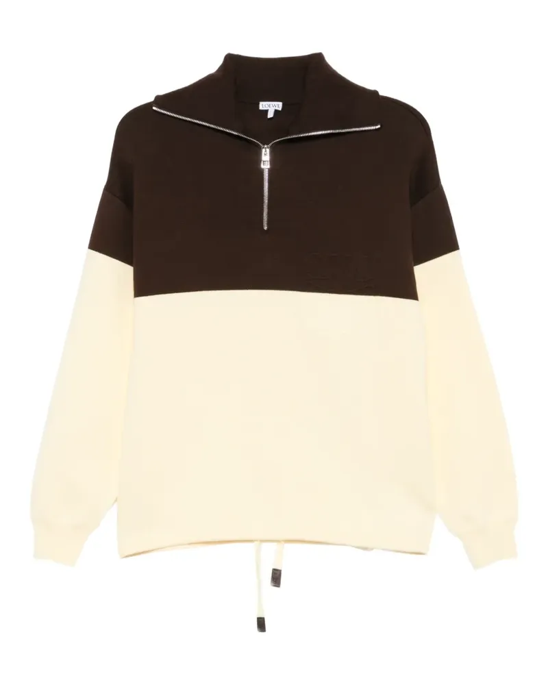Loewe Pullover in Colour-Block-Optik mit Anagramm-Stickerei - Nude Nude