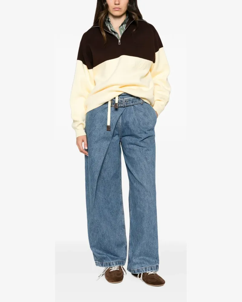 Loewe Anagram-embroidered colour-block sweater - Nude Nude