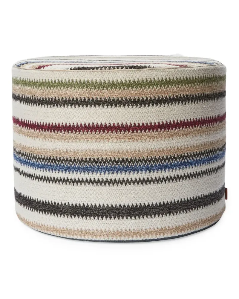 Missoni Home Gestreifter Hocker mit Zickzackmuster (40cm x 30cm) - Weiß Weiß
