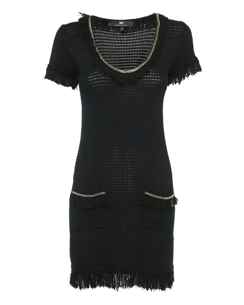 Elisabetta Franchi Strickkleid mit Fransen - Schwarz Schwarz