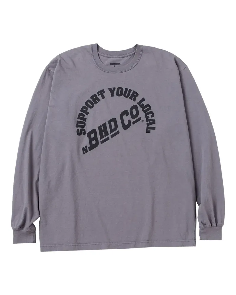 Neighborhood Langarmshirt mit Buchstaben-Print - Grau Grau