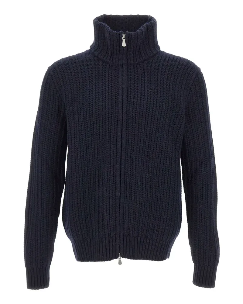 Gran Sasso Gerippter Cardigan mit Reißverschluss - Blau Blau