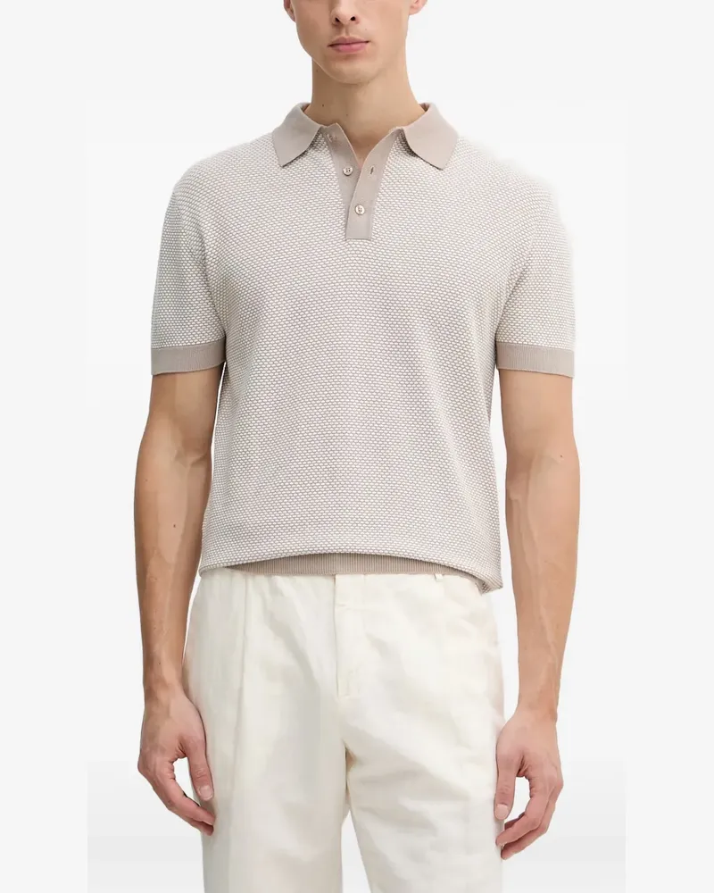 Guess honeycomb-knit short-sleeve polo shirt - Nude Nude