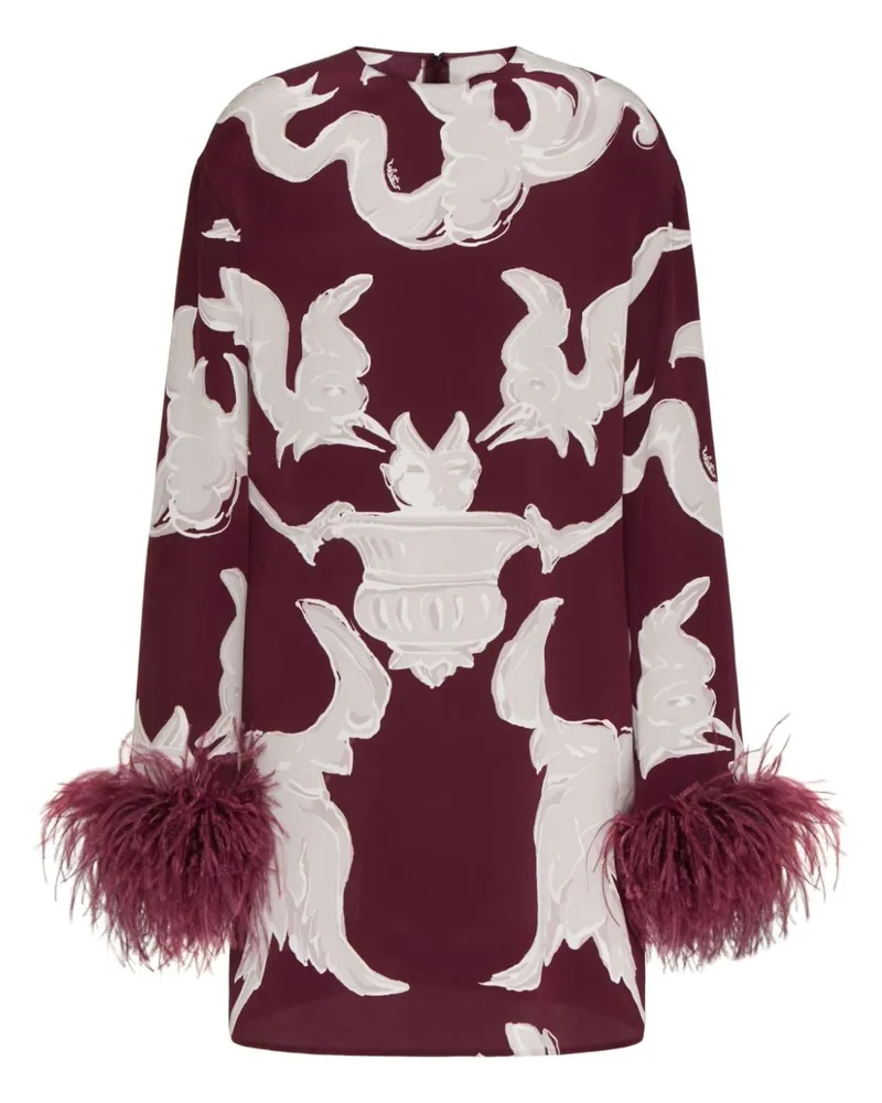 Valentino Garavani Midikleid mit Federn - Rot Rot