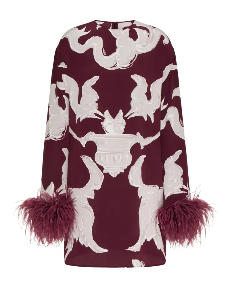 Valentino Garavani Midikleid mit Federn - Rot Rot