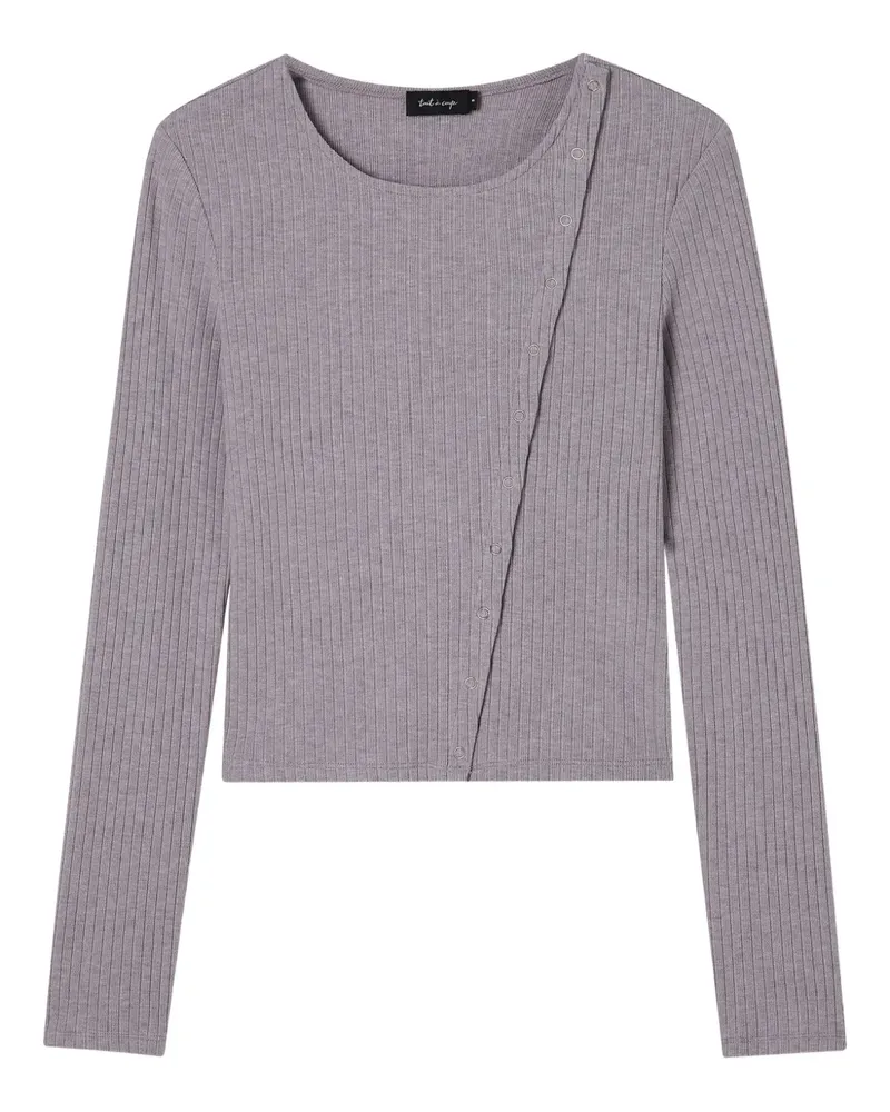 Tout a Coup Geripptes Top mit Knöpfen - Grau Grau