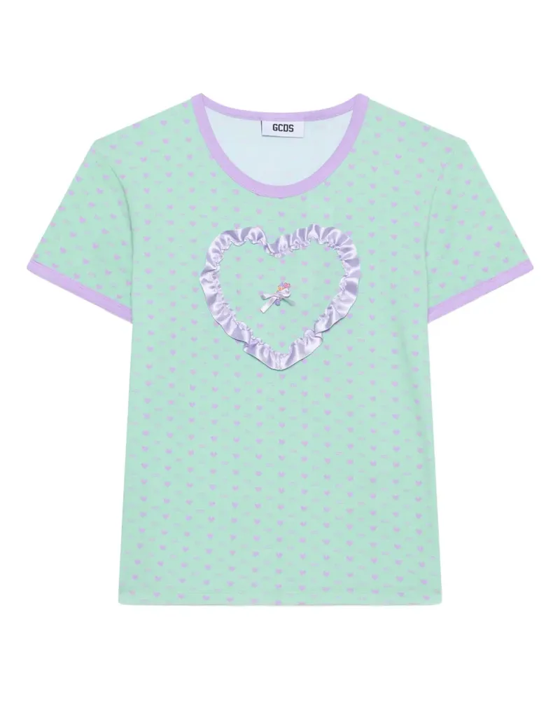 GCDS Polly Pocket T-Shirt mit Herz-Print - Grün Grün