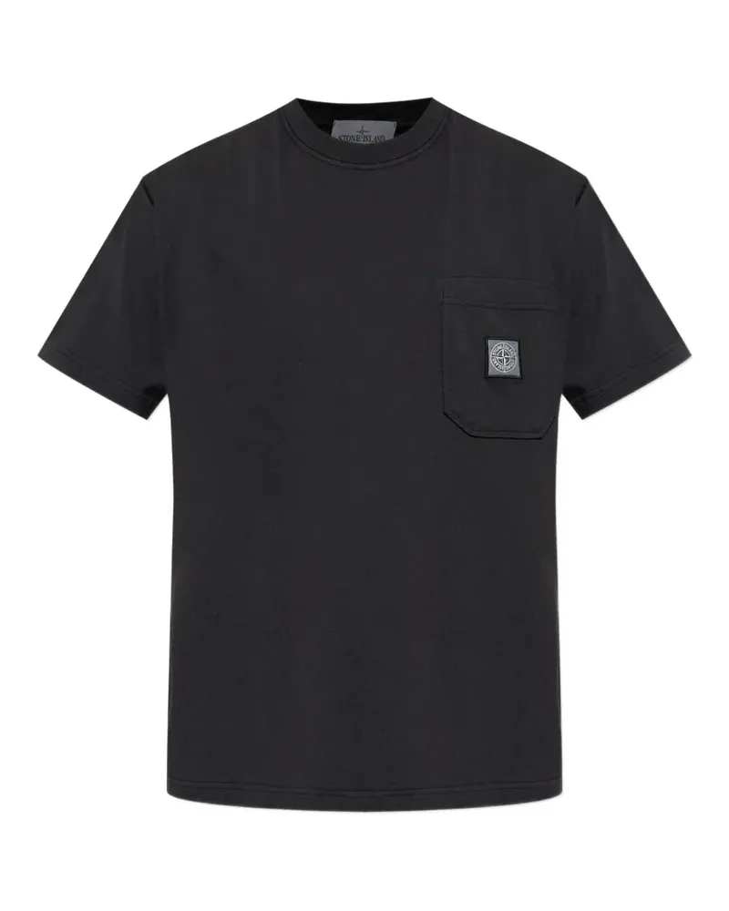Stone Island T-Shirt mit Brusttasche - Schwarz Schwarz