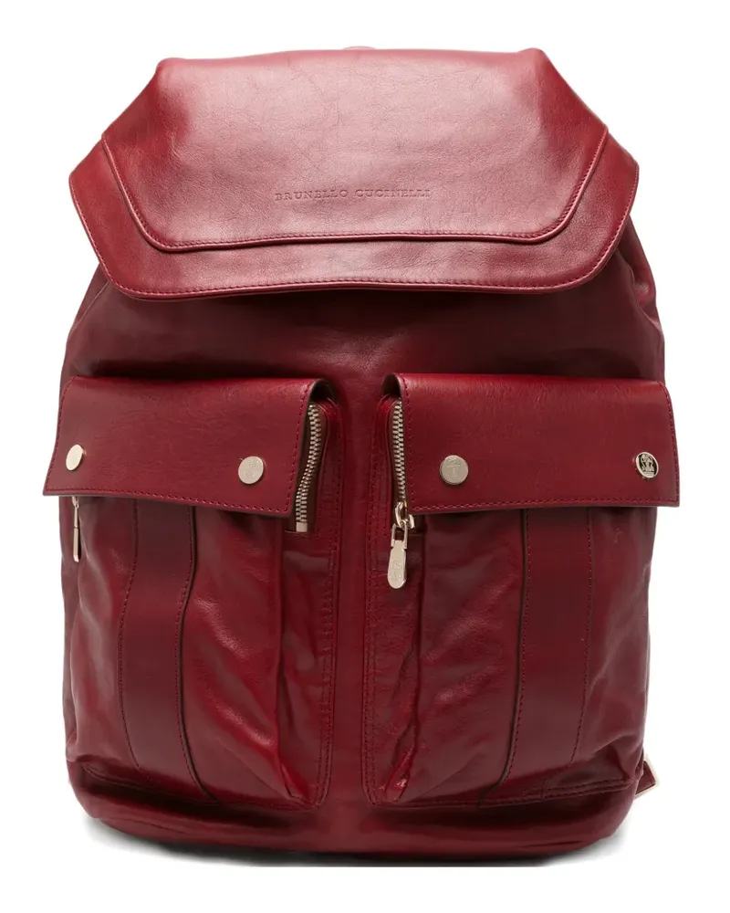 Brunello Cucinelli leather flap-top backpack - Rot Rot