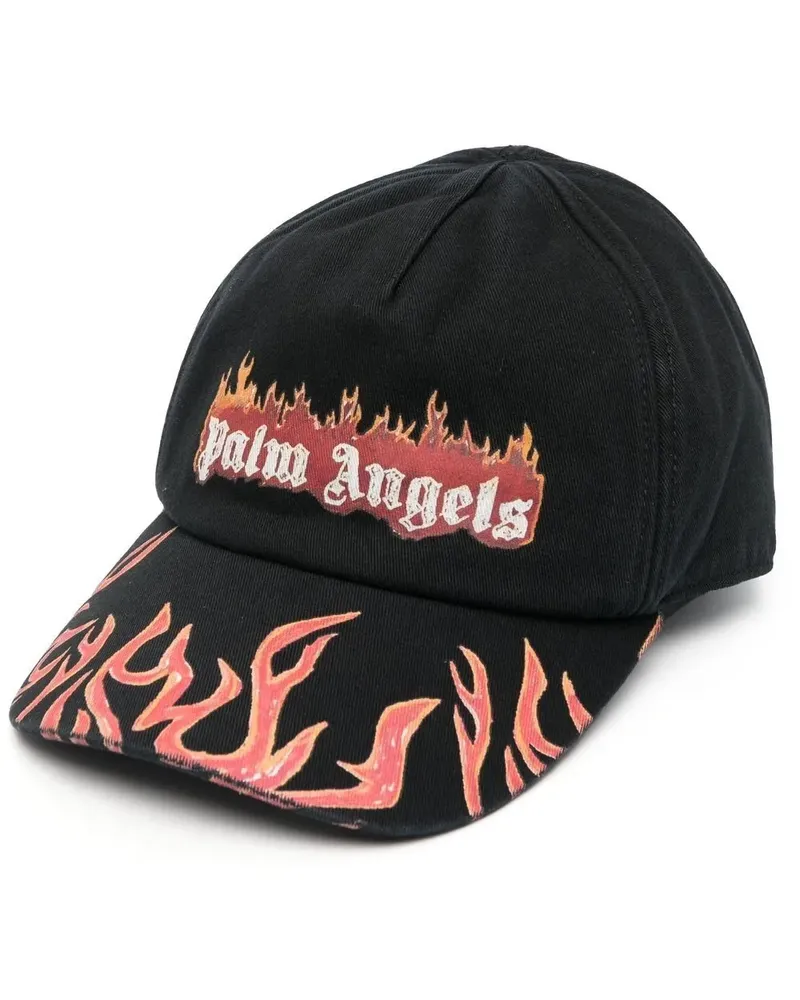 Palm Angels Baseballkappe mit Flammen-Print - Schwarz Schwarz