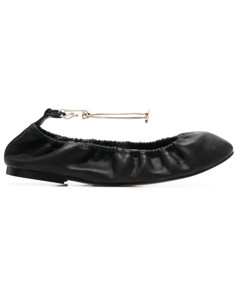 Twin-Set Ballerinas mit Knöchelriemen - Schwarz Schwarz