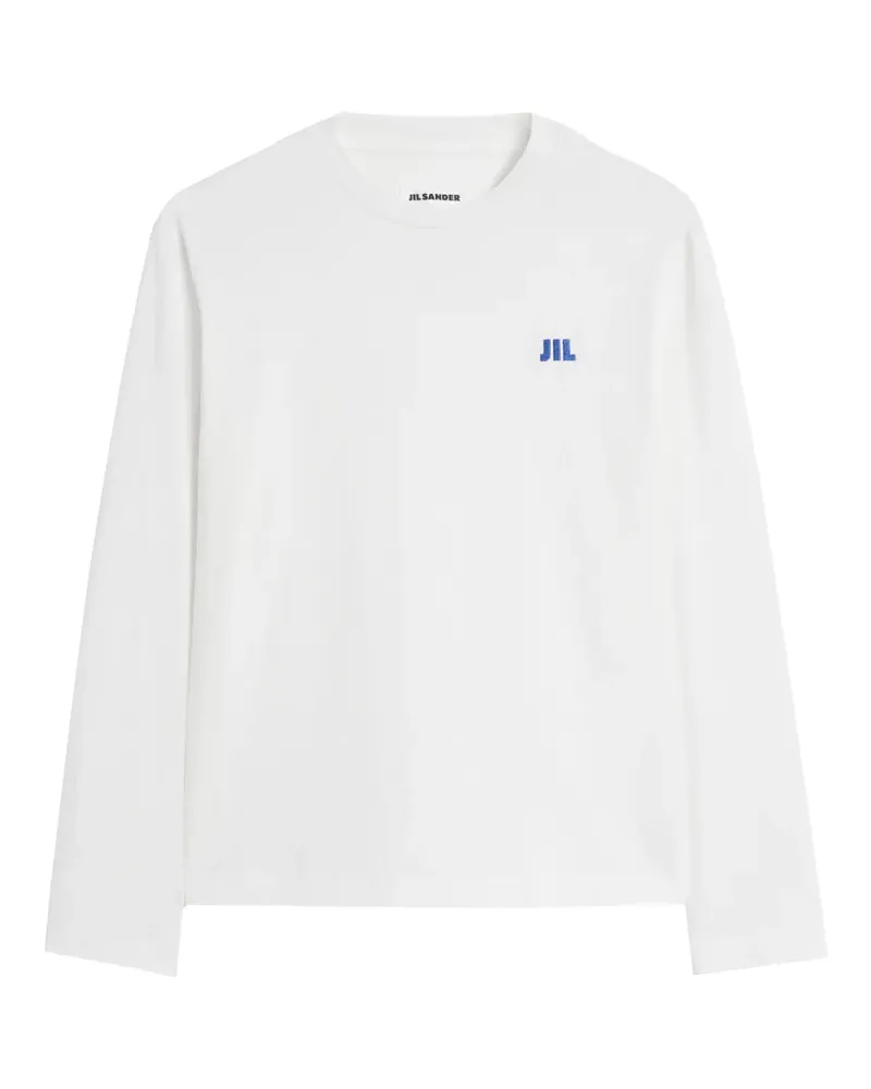 Jil Sander Langarmshirt mit Logo-Stickerei - Weiß Weiß