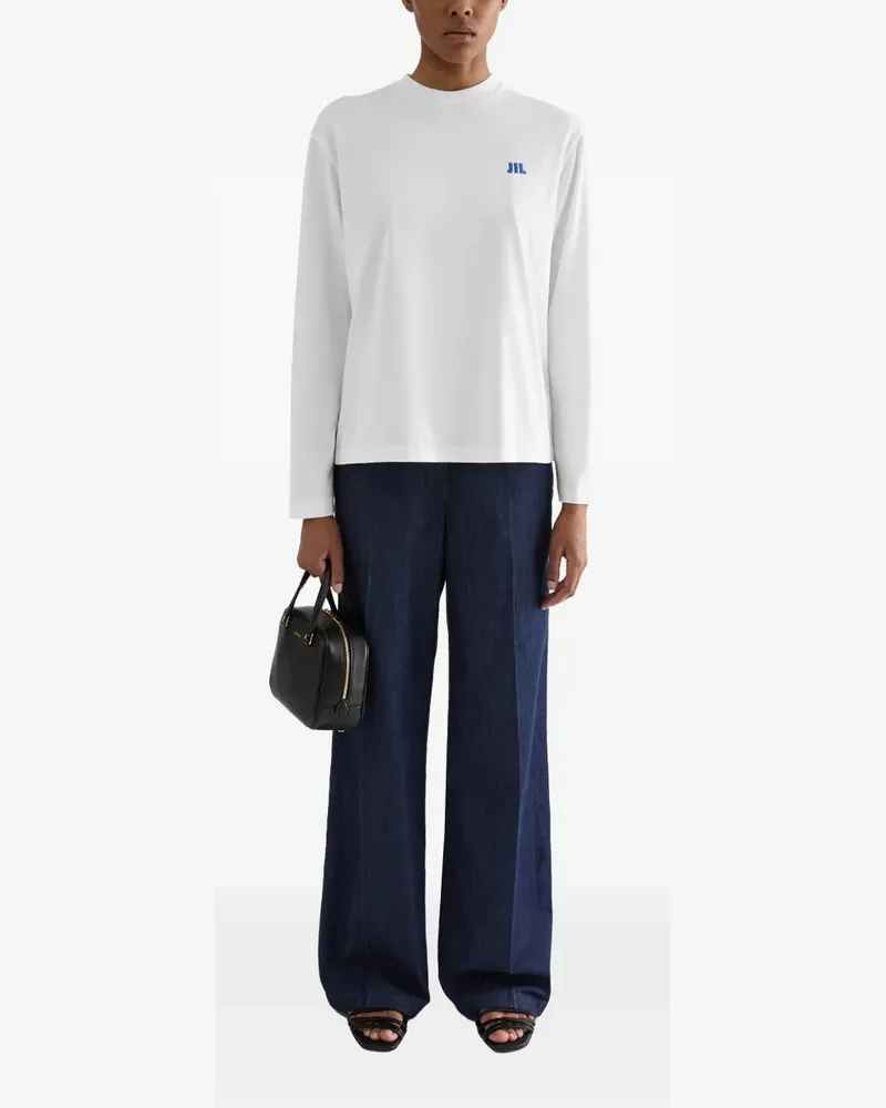 Jil Sander Langarmshirt mit Logo-Stickerei - Weiß Weiß