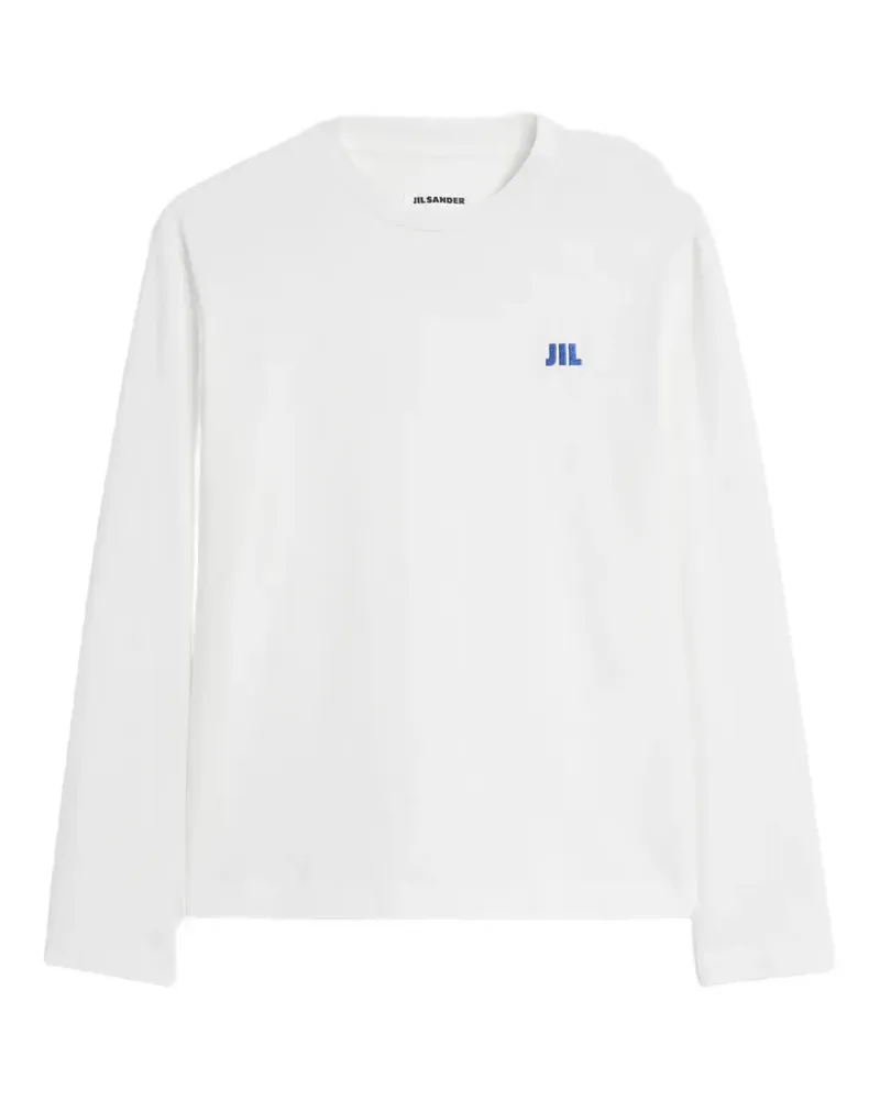 Jil Sander Langarmshirt mit Logo-Stickerei - Weiß Weiß