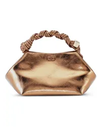 Ganni Kleine  Bou Tasche im Metallic-Look Braun