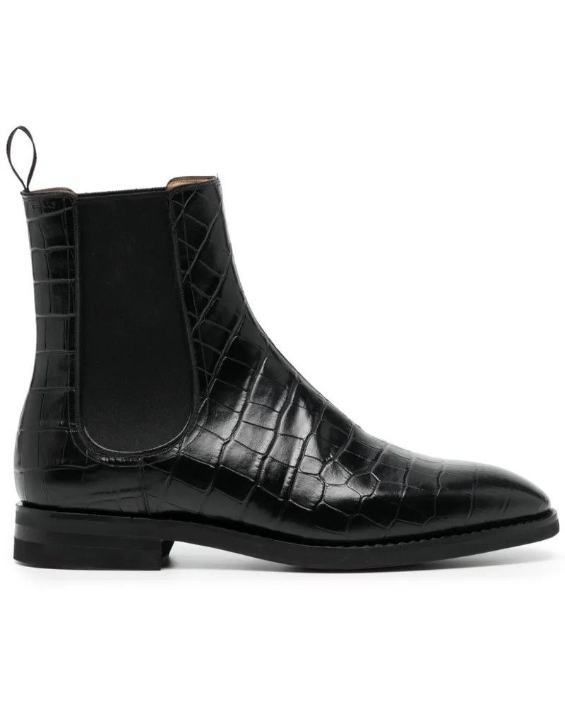 Bally Schnürstiefel mit Kroko-Effekt Schwarz