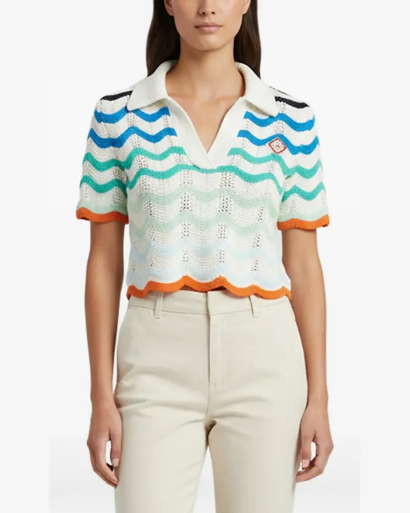 Casablanca Paris crochet short-sleeve top - Weiß Weiß