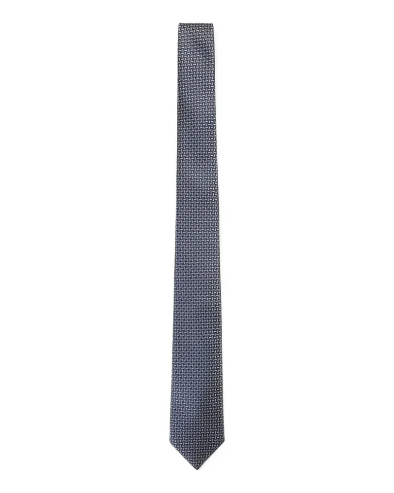 Brioni Geometrisch gemusterte Seidenkrawatte - Blau Blau
