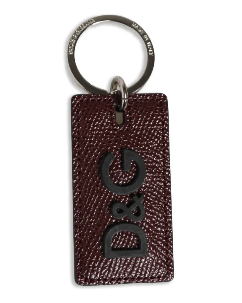 Dolce & Gabbana Schlüsselanhänger mit Logo-Schild - Braun Braun
