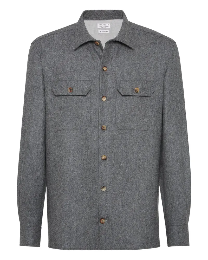 Brunello Cucinelli Flanellhemd mit doppelter Tasche - Grau Grau
