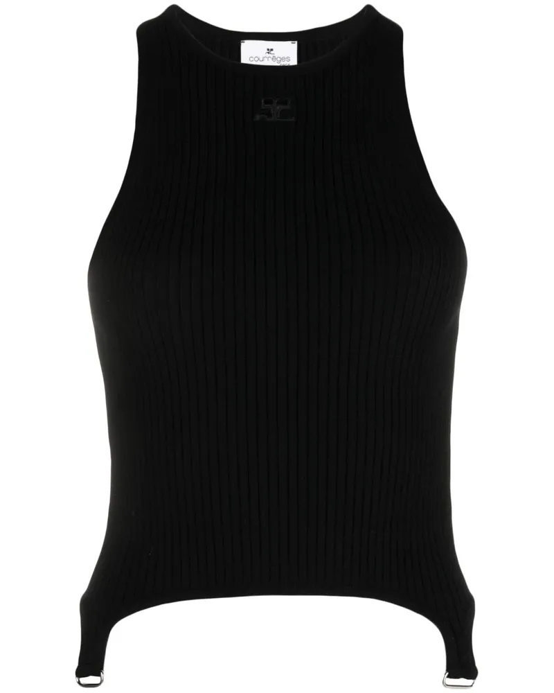 Courrèges Gestricktes Top mit Logo-Patch - Schwarz Schwarz