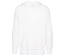 Gestrickter Hoodie mit Logo-Stickerei - Weiß