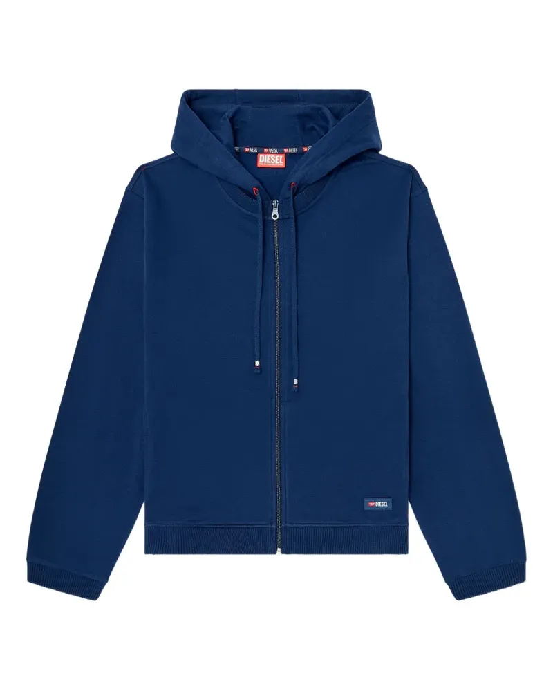 Diesel logo-detail zip-up cotton hoodie - Blau Blau