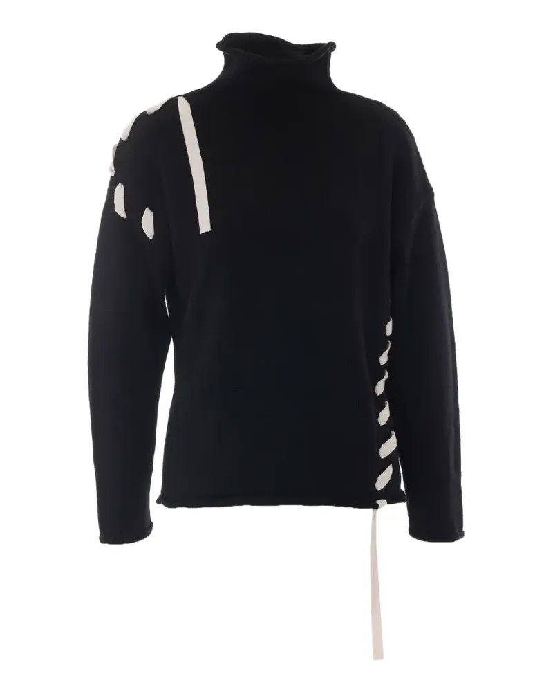 Alpha Studio Stehkragen-Pullover mit Tape-Detail - Schwarz Schwarz