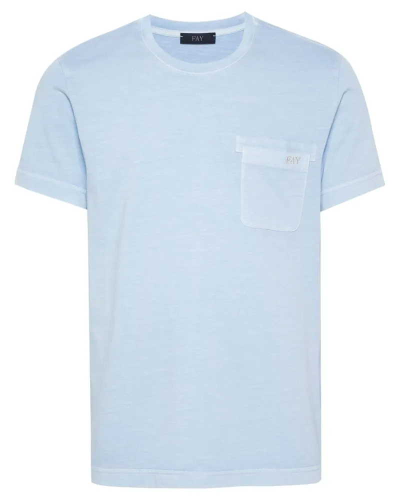 Fay T-Shirt mit Logo-Stickerei Blau