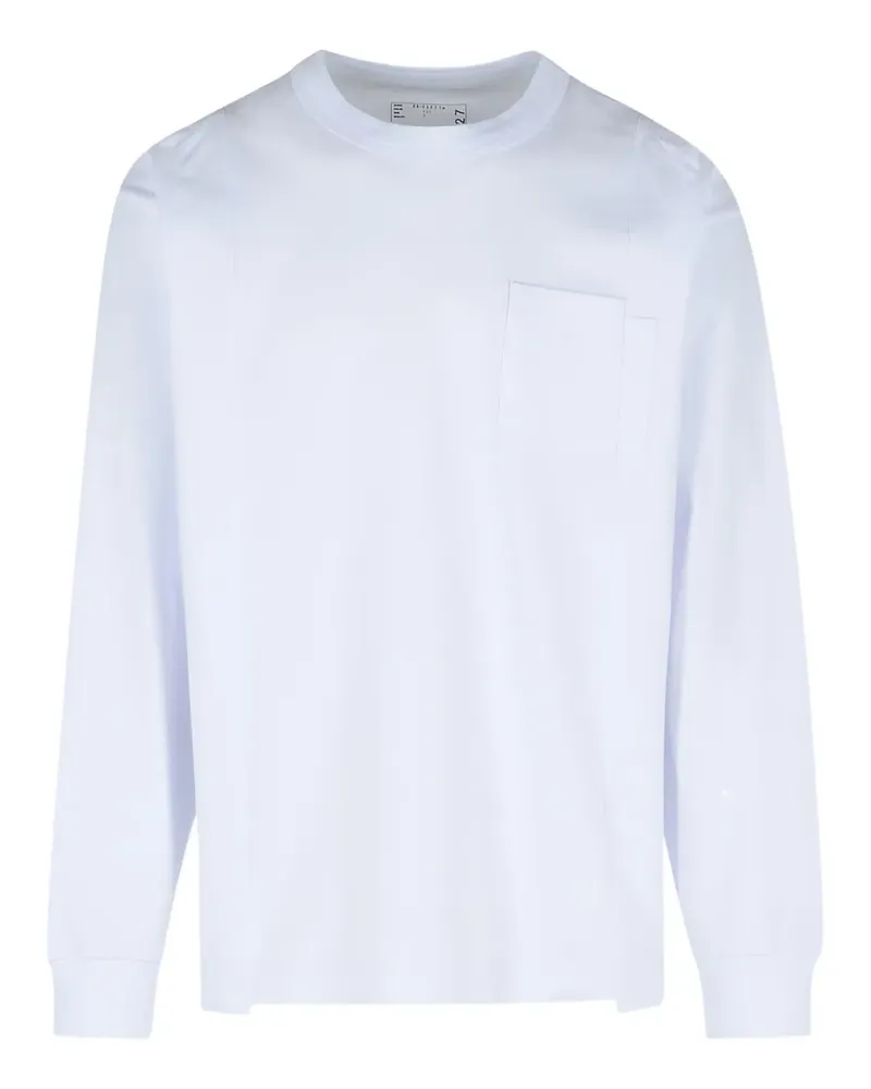Sacai Langarmshirt mit Brusttasche - Weiß Weiß