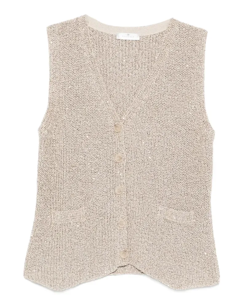 PANICALE Cashmere sequin-embellished sleeveless cardigan - Nude Nude