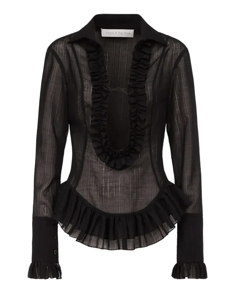 Ludovic de Saint Sernin Gerüschtes Duchesse Hemd - Schwarz Schwarz