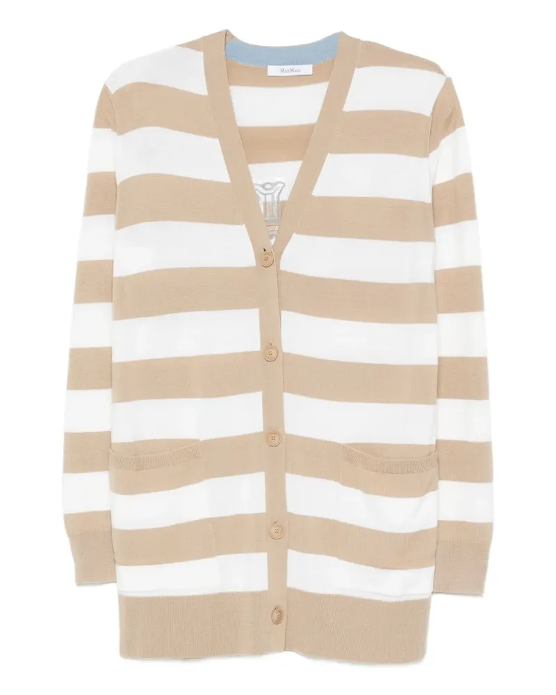 Max Mara Gestreifter Cardigan mit Knöpfen - Nude Nude