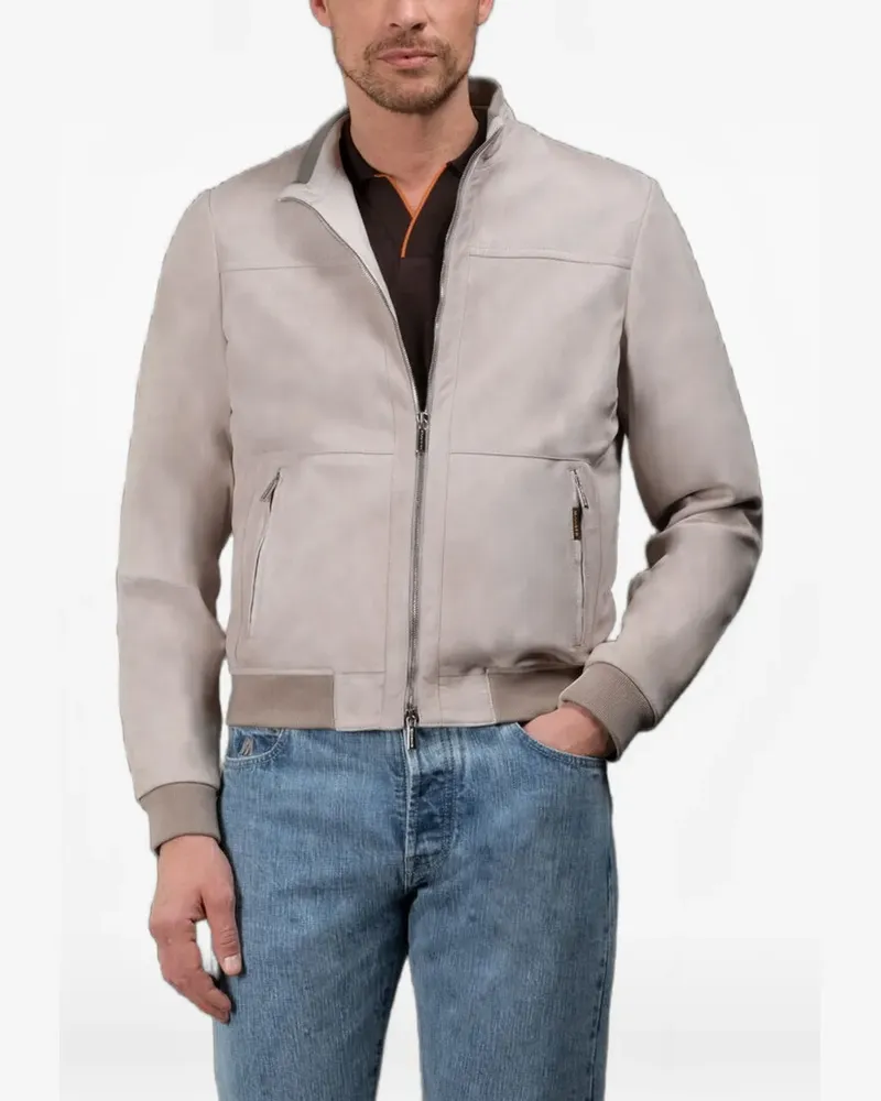 MOORER Maurilio-Cpf zip suede jacket - Nude Nude