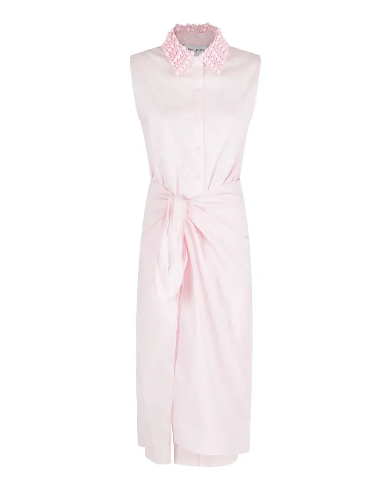 Isabelle Blanche Gewickeltes Kleid mit perlenverziertem Kragen - Rosa Rosa