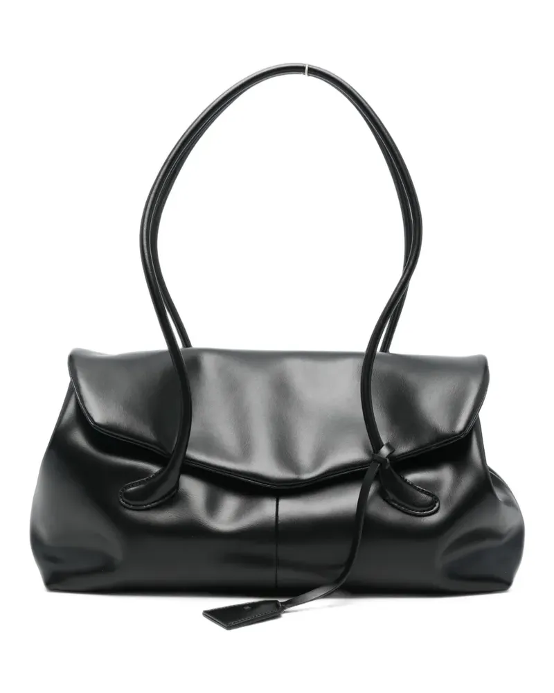 LOW CLASSIC mini Haricot Flap leather tote bag - Schwarz Schwarz