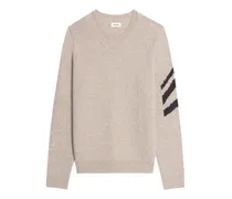 Kaschmirpullover mit Zickzackmuster - Nude