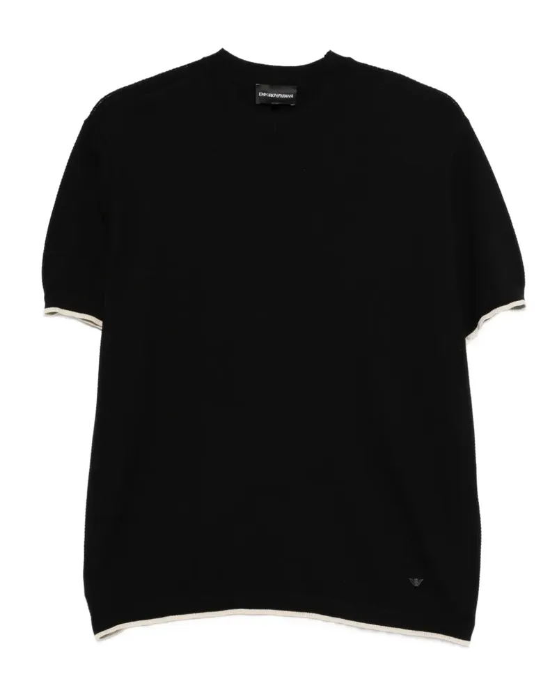 Emporio Armani contrast-trim T-shirt - Blau Blau