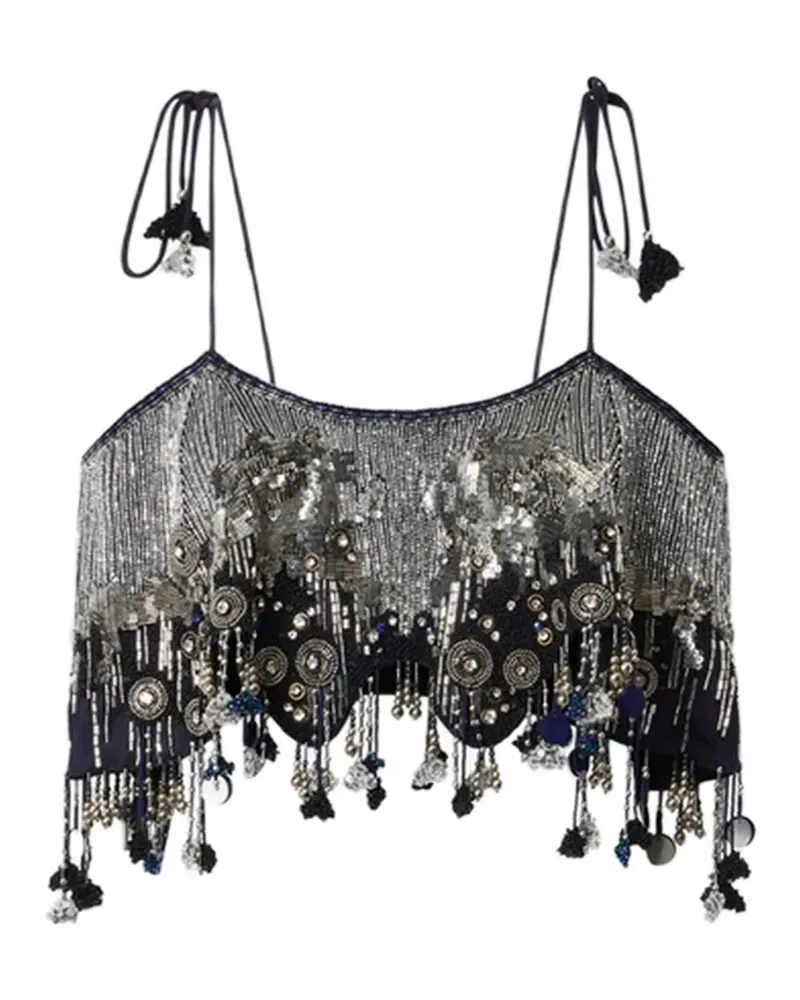 Isabel Marant Liwane Seidenoberteil mit Pailletten - Silber Silber