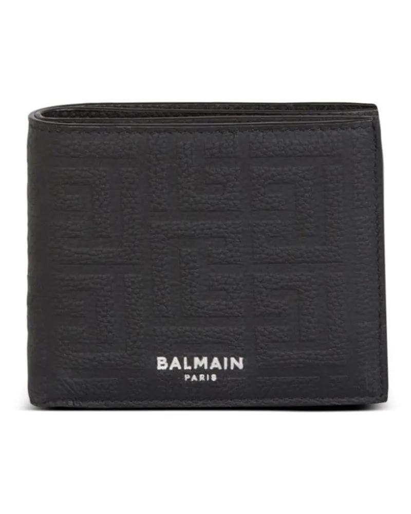 Balmain Portemonnaie mit Monogramm-Prägung Schwarz