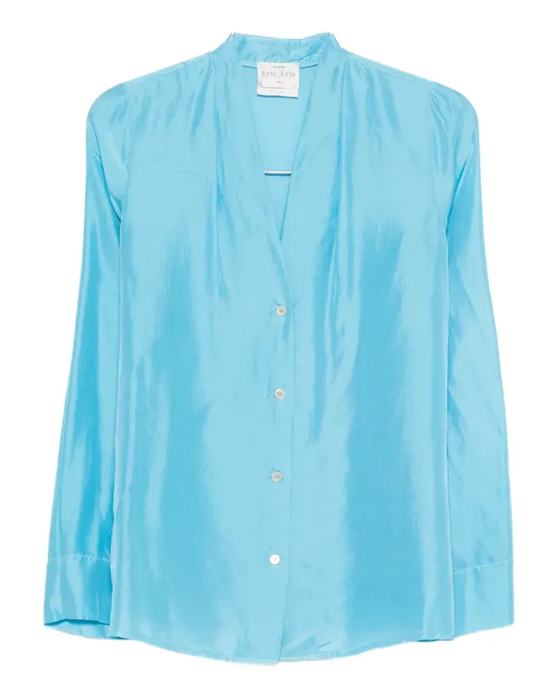 forte_forte V-neck shirt - Blau Blau